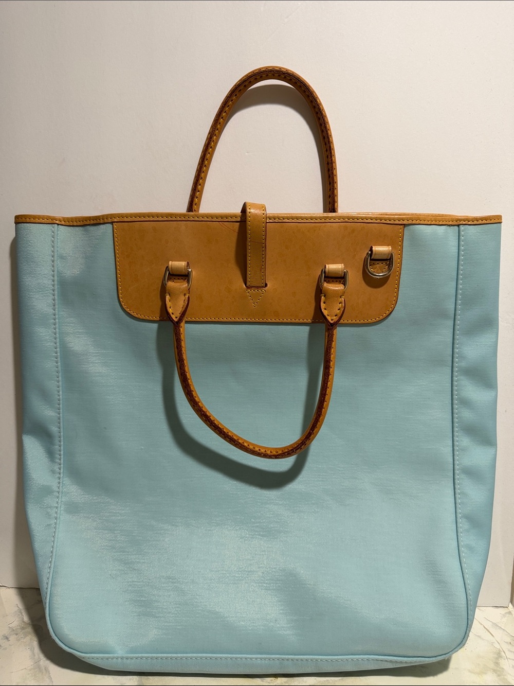 Vintage Dooney and Burke Light Blue Tote Bag with shoulder strap
